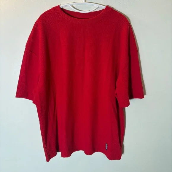 Comfrt Waffle Knit Lounge Set Size Large Red Matching Top Shorts 2 Piece NWOT - Picture 2 of 15